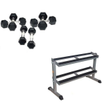 Focus Fitness Hexa Dumbbell Set - - 110 kg + Rack