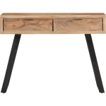 vidaXL Wandtafel met natuurlijke rand 100x35x76 cm massief acaciahout - Bruin