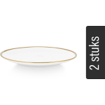 vtwonen Borden - Set van 2 - Wit/Goud - Porselein - Ø 25.5cm