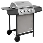 vidaXL Gasbarbecue met 4 branders zwart en zilverkleurig - Silver