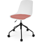 Nolon Nout bureaustoel wit met terracotta rood zitkussen - zwart
