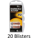 Duracell 120 Stuks (20 Blisters A 6 St) Da312 Hoorapparaat Batterij
