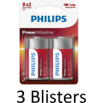 Philips 6 Stuks (3 Blisters A 2 St) Power Alkaline D Batterijen