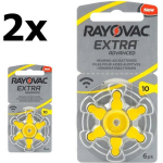 RAYOVAC 12 Stuks (2 Blister A 6st) Extra Advanced 10mf Hg 0% Gehoorapparaat Batterijen 1.45v