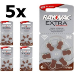 RAYOVAC 30 Stuks (5 Blister A 6st) Extra 312 / Pr312 / Pr41 Gehoorapparaat Batterijen