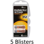 Duracell 30 Stuks (5 Blisters A 6 St) Da312 Hoorapparaat Batterij