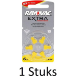 RAYOVAC 6 Stuks (1 Blisters A 6st) - Extra Advanced 10mf Hg 0% Gehoorapparaat Batterijen 1.45v