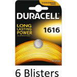 Duracell 6 Stuks (6 Blisters A 1 St) Knoopcel Batterij 1616 Lithium
