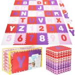 Speelmat Speelmat Foam Puzzelmat 36 Stukken Letters & Cijfers 175 X 175 Cm Roze/rood/paars/wit