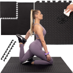 Puzzelmat Fitness Vloer Fitnessmat Fitnesstegels 60 X 60 Cm Set Van 4 - Zwart