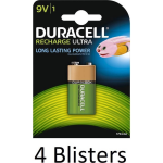 Duracell 4 Blisters (4 Blisters A 1 St) 9v Oplaadbare Batterij - 170 Mah
