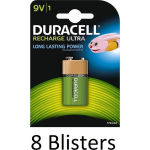 Duracell 8 Blisters (8 Blisters A 1 St) 9v Oplaadbare Batterij - 170 Mah