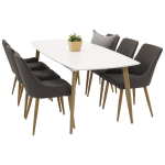 Polarelips240x100whna Eethoek Eetkamertafel Wit En 6 Plaza Eetkamerstal Donker Grijs.