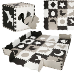 Speelmat Speelmat Foam Puzzelmat Figuren 16 Puzzelstukken 150 X 150 Cm Zwart/wit/grijs