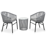 vidaXL 3-delige Bistroset met kussens PVC-rattan antraciet - Grijs