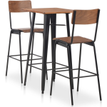 vidaXL 3-delige Barset staal zwart - Bruin
