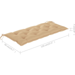 vidaXL Tuinbank met kussen 120 cm bamboe - Beige