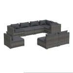 Vidaxl 8-delige Loungeset Met Kussens Poly Rattan - Grijs