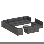 Vidaxl 14-delige Loungeset Met Kussens Poly Rattan - Grijs