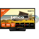 Lenco 24"" Smart Tv Met Ingebouwde Dvd Speler En 12v Auto Adapter Dvl-2483bk - Zwart