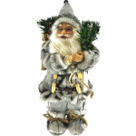 Benza Luxe Afgewerkte Kerst Decoratie Kerstman Staand Grijs 2 -30cm