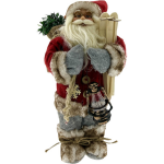 Benza Luxe Afgewerkte Kerst Decoratie Kerstman Staand Rood/grijs 30cm