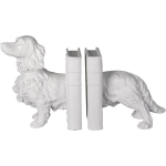 Clayre & Eef Boekensteunen Set van 2 Hond 28x12x22 cm Wit Kunststof