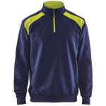 Blaklader Sweatshirt Bi-Colour High Vis met halve rits 3353-marineblauw/fluogeel