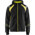 Blaklader Sweatshirt hooded hele rits Hight Vis 3433 - zwart/fluo geel