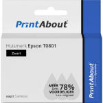 PrintAbout Huismerk Epson T0801 Inktcartridge - Zwart