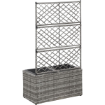 Vidaxl Latwerkplantenbak Verhoogd Met Potten 58x30x107 Cm Rattan - Grijs