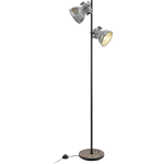 EGLO - Vloerlamp 2-lichts Barnstaple - Hout/oud-zink/zw - Zwart
