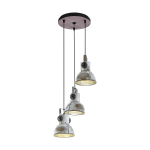 EGLO - Hanglamp 3-lichts Barnstaple Hout/oud-zink/zw - Bruin