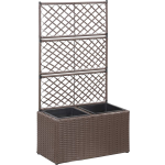 Vidaxl Latwerkplantenbak Verhoogd Met Potten 58x30x107 Cm Rattan - Bruin