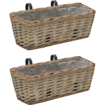 Vidaxl Balkonbakken 2 St 40 Cm Wicker Met Pe-voering - Bruin