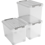 Curver Handy+ Opbergbox - 65l - 3 Stuks - Transparant Met Deksel