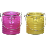 Decoris Set Van 2x Stuks Citronella Anti Muggen Kaarsen Windlicht Roze En Geel 20 Branduren - Geurkaarsen