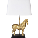 Clayre & Eef Tafellamp Paard 35x18x55 Cmkleurig Wit Kunststof Bureaulampkleurig Bureaulamp - Goud
