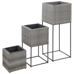 Vidaxl Plantenbakken Verhoogd 3 St Poly Rattan - Gris