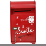 Brievenbus Kerst Santa North Pole - Metaal 35x22x62 - Rood
