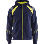 Blaklader Sweatshirt hooded hele rits Hight Vis 3433 - marineblauw/fluo geel