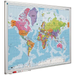 Smit Visual Geografische wereldkaart, magnetisch, 90 x 120 cm
