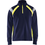 Blaklader Sweatshirt halve rits High Vis lange mouw 3432 - marineblauw/fluo geel