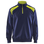 Blaklader Sweatshirt Bi-Colour High Vis met halve rits 3353-marineblauw/fluogeel