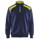 Blaklader Sweatshirt Bi-Colour High Vis met halve rits 3353-marineblauw/fluogeel