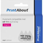 PrintAbout Huismerk compatible met HP 711 (CZ131A) Inktcartridge - Magenta