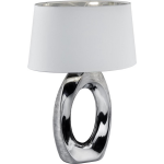 BES LED Led Tafellamp - Tafelverlichting - Trion Tibos - E27 Fitting - Rond - Mat Zilver - Keramiek