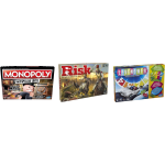 Hasbro Spellenbundel - Bordspellen - 3 Stuks - Monopoly Valsspelerseditie & Risk & Levensweg Elektronisch Bankieren