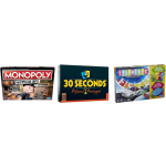 Hasbro Spellenbundel - Bordspellen - 3 Stuks - Monopoly Valsspelerseditie & 30 Seconds & Levensweg Elektronisch Bankieren
