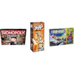 Hasbro Spellenbundel - Bordspellen - 3 Stuks - Monopoly Valsspelerseditie & Jenga & Levensweg Elektronisch Bankieren